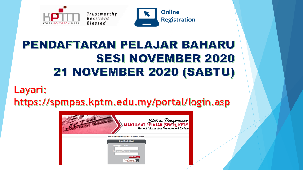 Pendaftaran Pelajar Baharu Sesi November 2020 Secara Online